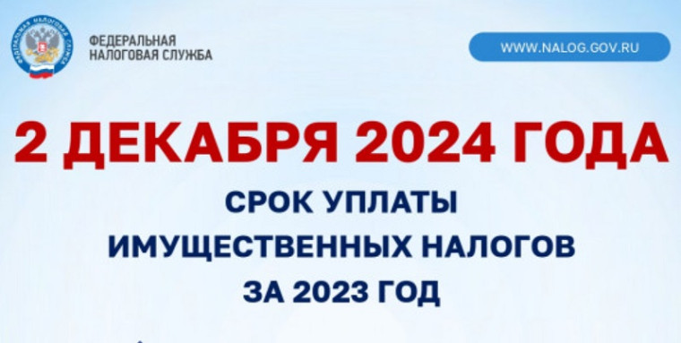 2 декабря - срок уплаты имущественных налогов.